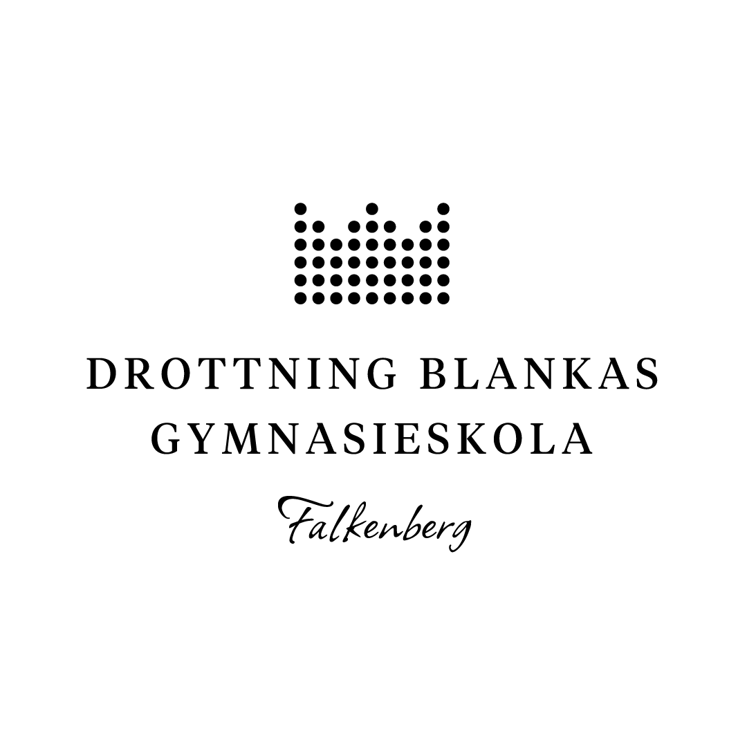 Logotyp i svart för Drottning Blankas Gymnasieskola Falkenberg.
