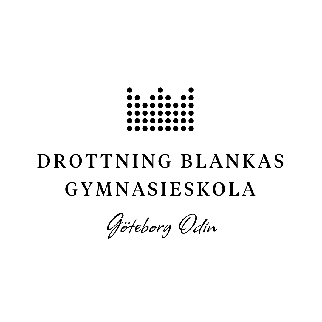Logotyp i svart för Drottning Blankas Gymnasieskola Göteborg Odin.