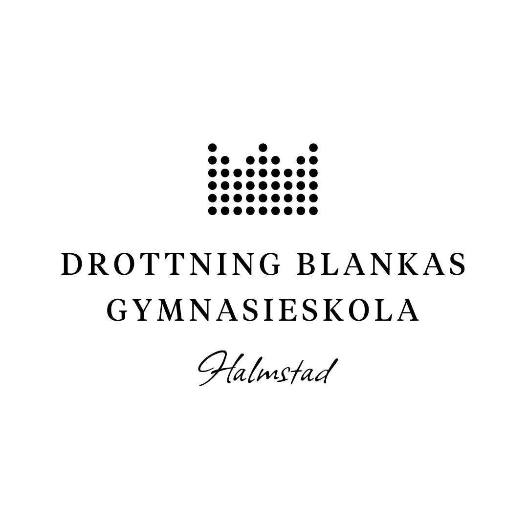 Logotyp i svart för Drottning Blankas Gymnasieskola Halmstad.