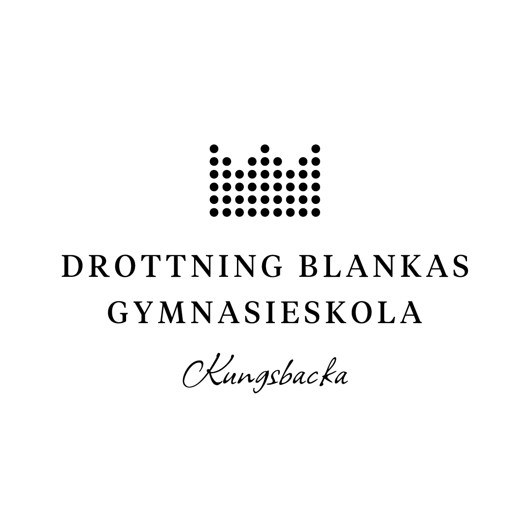 Logotyp i svart för Drottning Blankas Gymnasieskola Kungsbacka.