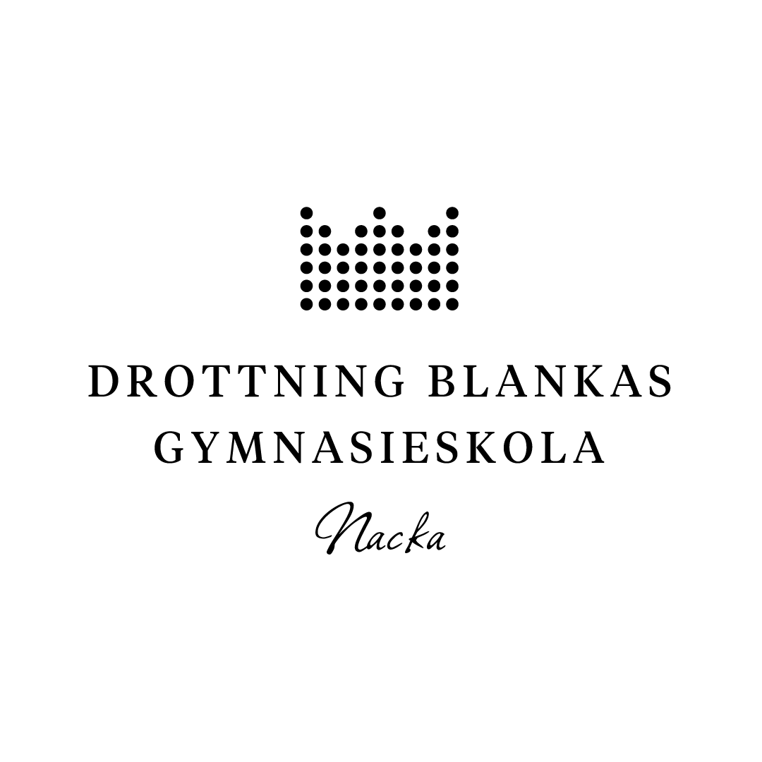 Logotyp i svart för Drottning Blankas Gymnasieskola Nacka.