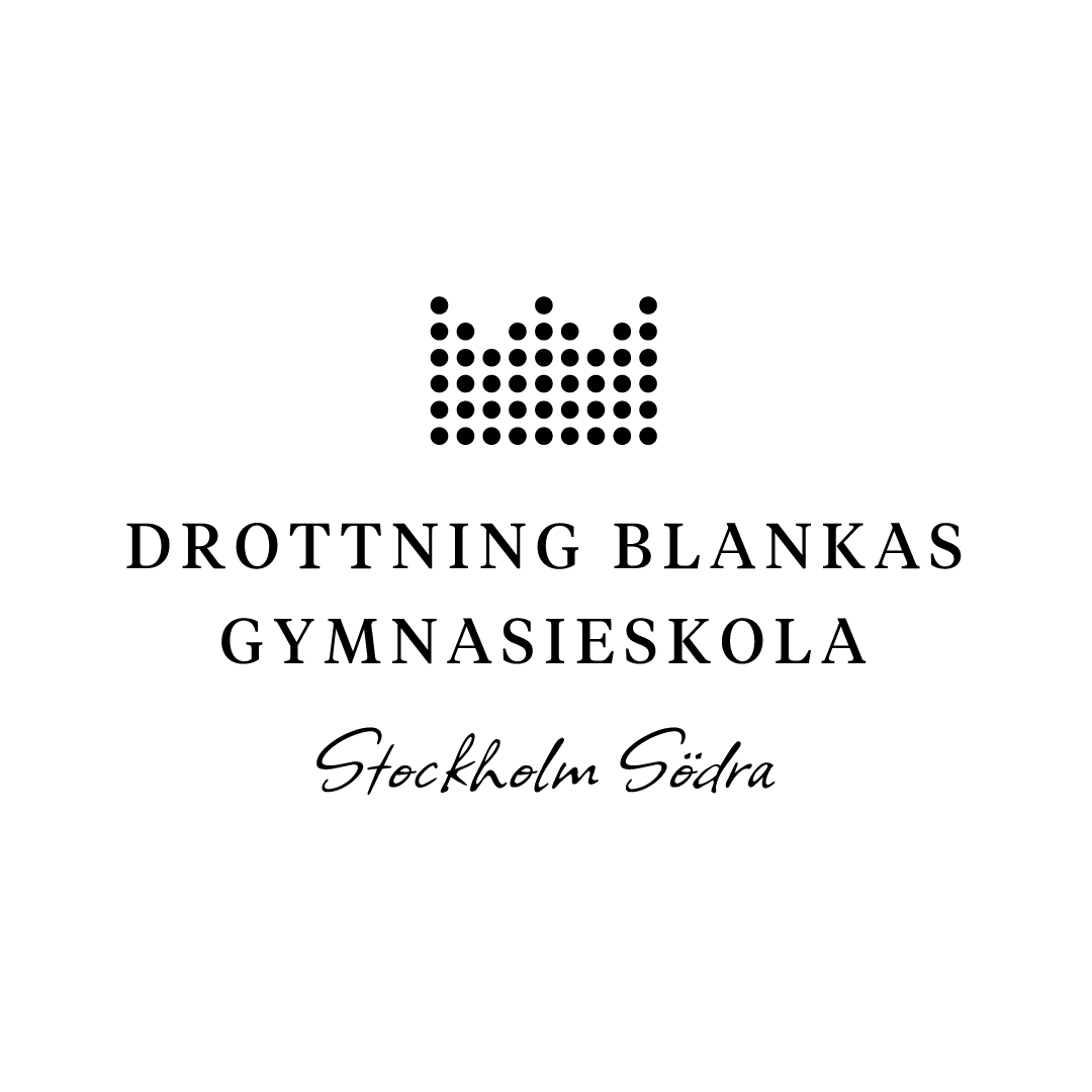 Logotyp i svart för Drottning Blankas Gymnasieskola Stockholm Södra.