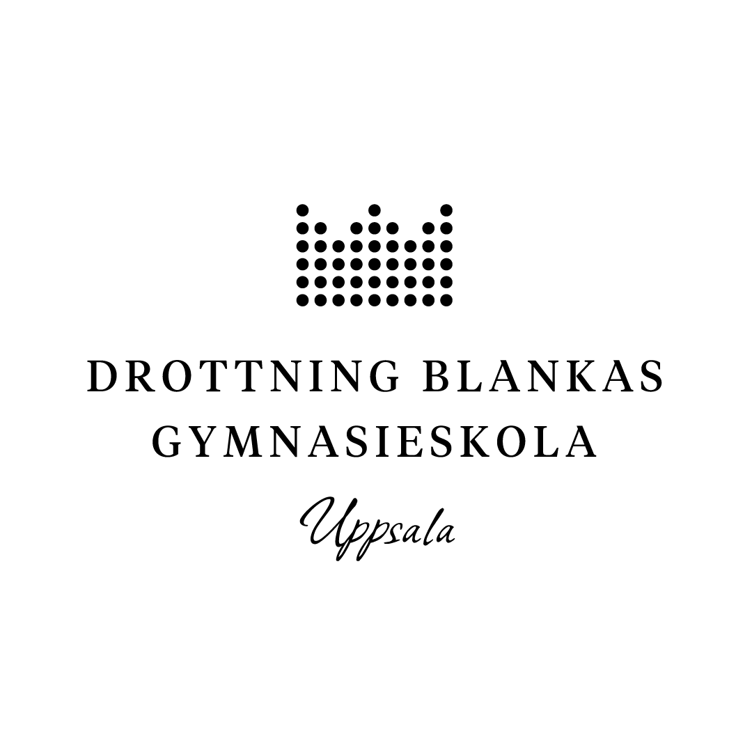 Logotyp i svart för Drottning Blankas Gymnasieskola Uppsala.