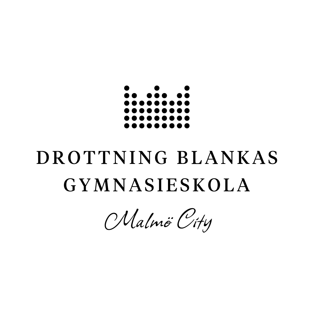 Logotyp i svart för Drottning Blankas Gymnasieskola Malmö City.