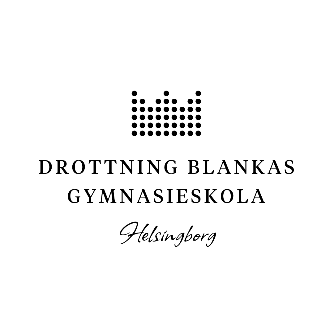 Logotyp i svart för Drottning Blankas Gymnasieskola Helsingborg.