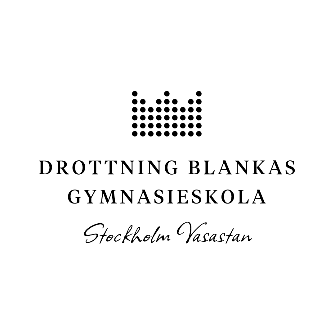 Logotyp i svart för Drottning Blankas Gymnasieskola Vasastan.