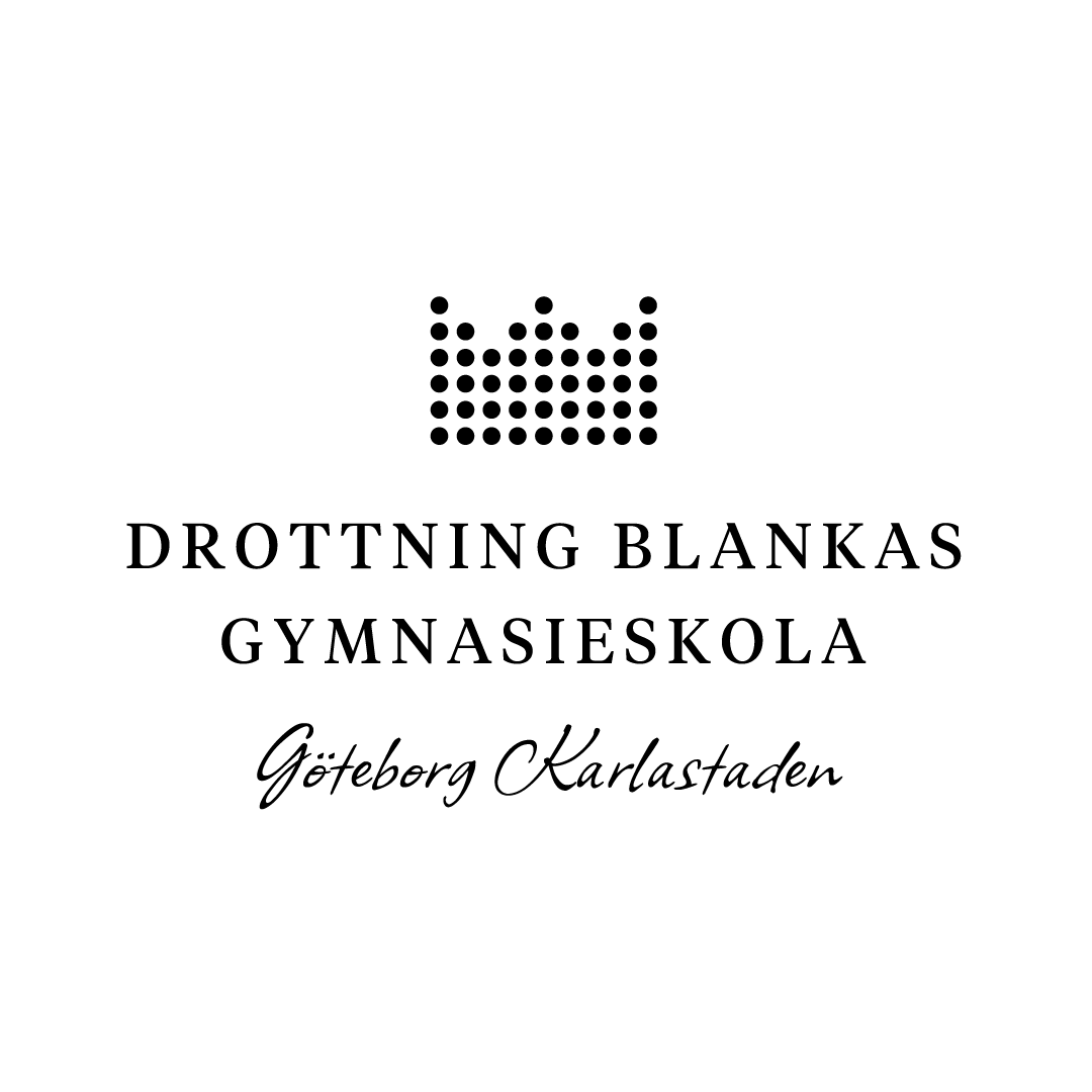 Logotyp i svart för Drottning Blankas Gymnasieskola Göteborg Karlastaden.